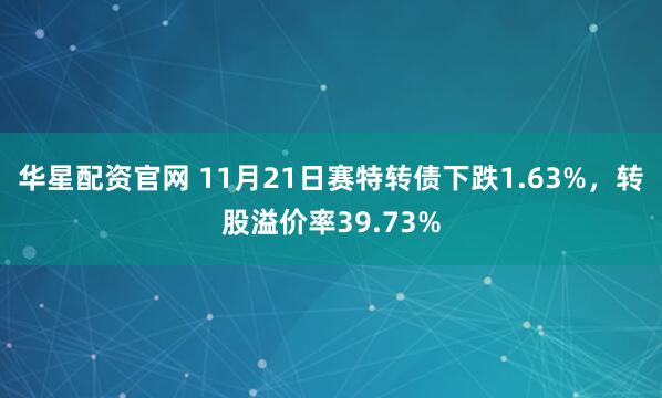 华星配资官网 11月21日赛特转债下跌1.63%,转股溢价率39.73%